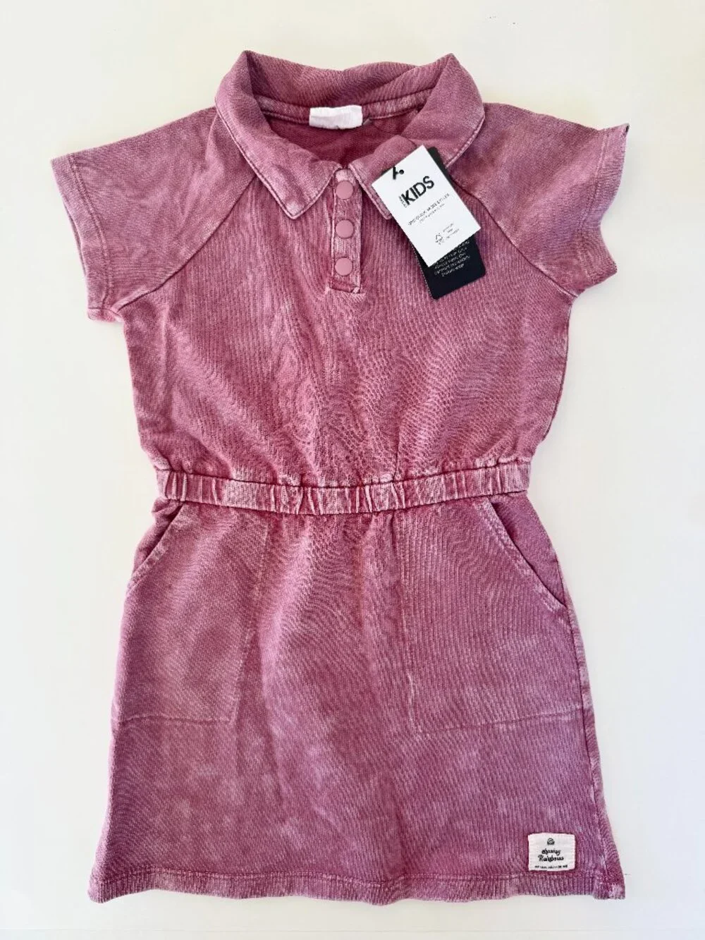 Cotton On Kids Girls Dress 3 NWT Rachel Vintage Berry Wash Polo Collar